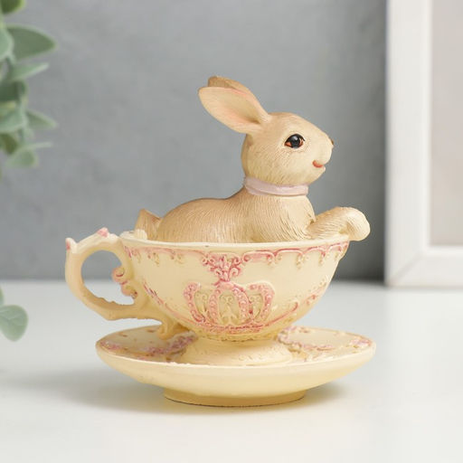 Фигурка полистоун Кролик в ажурной чашечке, 8?7?8 см