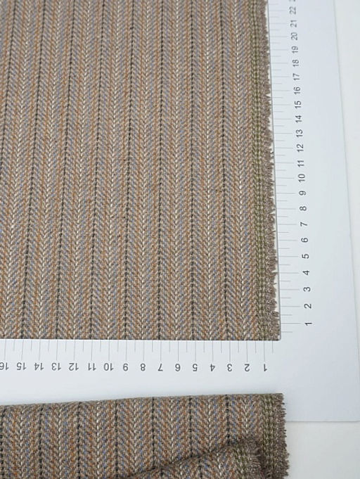Шерсть пальтово-костюмная Твид Полоска-пунктир цв.бежевый, ш.1.5м, шерсть-30%, п/э-70%, 330гр/м.кв - Купава фото 14