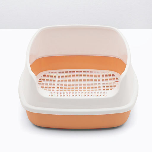 Туалет для кошек «Айша» S, 45×35×18.5 с, с высоким бортом и сеткой, пластик, оранжевый