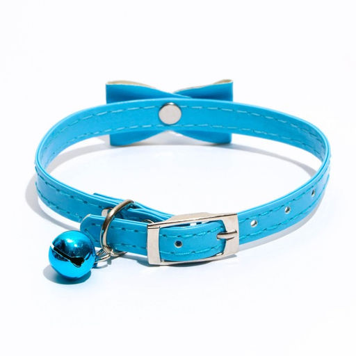 Ошейник Сияние с бусиной и бубенчиком, 29 х 1 см, ОШ 21-26, голубой - Пижон фото 2