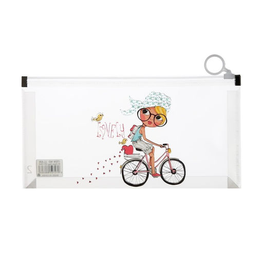 Цена за 12 шт. Папка-конверт на молнии формат А6, 180мкр, с рисунком «Маленькая девочка», МИКС