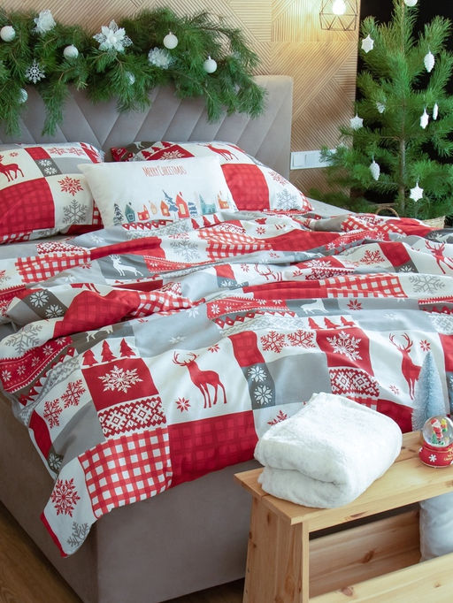 Постельное бельё евро «Этель» New Year's patchwork, бязь