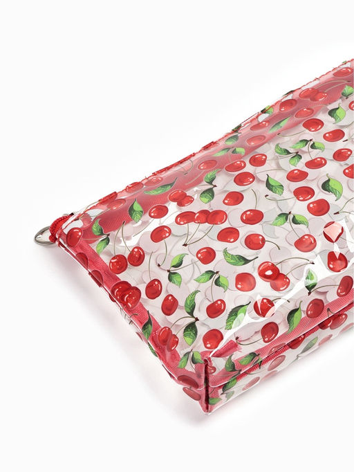 Косметичка женская Cherry lady, для бассейна, на молнии, прозрачная, красная