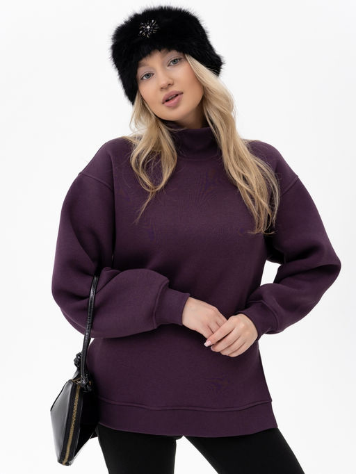 футер 3х нитка с начесом Свитшот ,баклажановый