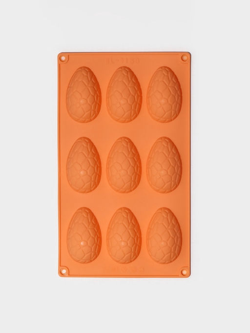 Форма силиконовая для выпечки Доляна Пасха. Шоколадное яйцо, 9 ячеек, 28?16?2 см, цвет оранжевый фото 4
