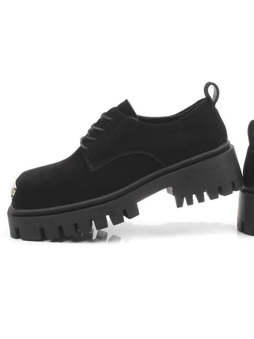 03-23120-6 BLACK Полуботинки демисезонные женские (натуральная замша)