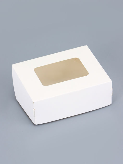 Цена за 20 шт. Контейнер навынос, с окном, белый, 10×8×3.5 см