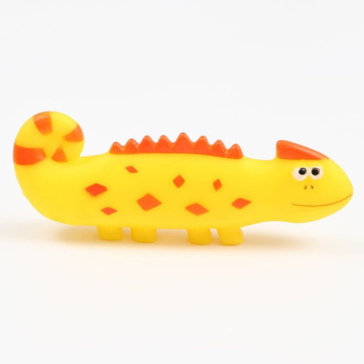 Игрушка пищащая Хамелеон для собак, 19 см, жёлтая - Пижон фото 2