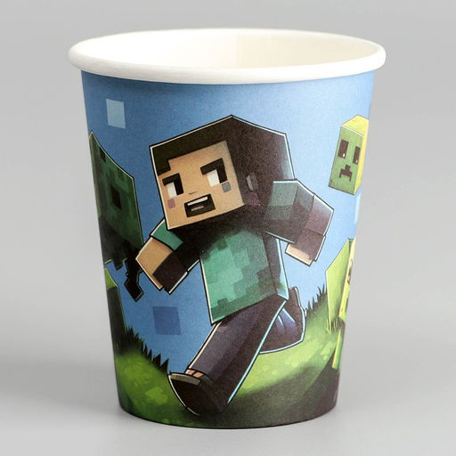 Цена за 10 шт. Стакан бумажный Пиксели, 250 мл - Страна карнавалия фото 2