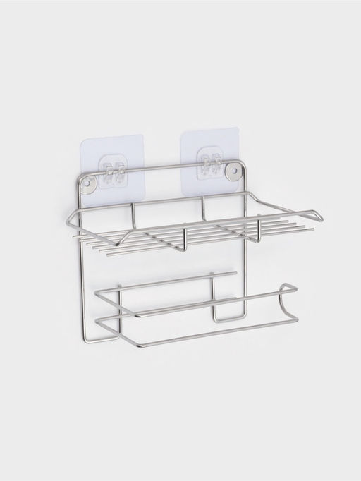 Держатель для туалетной бумаги с полочкой, 19×10×14.5 см, хром