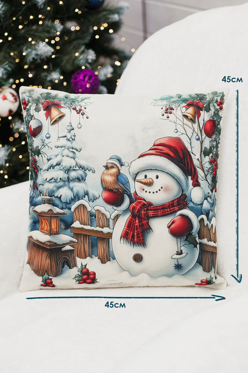 Наволочка декоративная новогодняя 2 шт рогожка