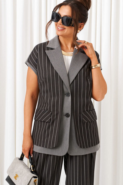 Костюм Beautiful Free 6434 тёмно-серый в полоску
