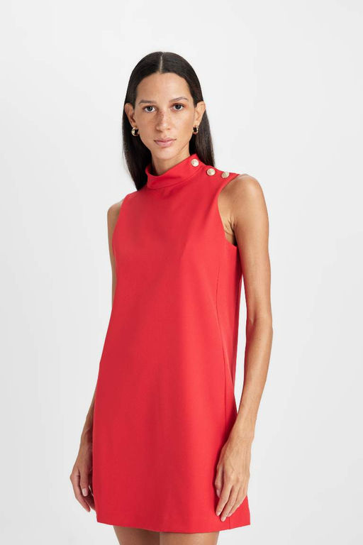 Мини-платье без рукавов с полуводолазкой - Defacto фото 4