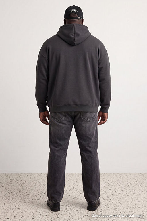 B_y_k Beden Antrasit Oversize __i Polar/S_cak Tutan Nak__l_ Sweatshirt TMNAW25AO00057 - Trendyolmilla фото 2