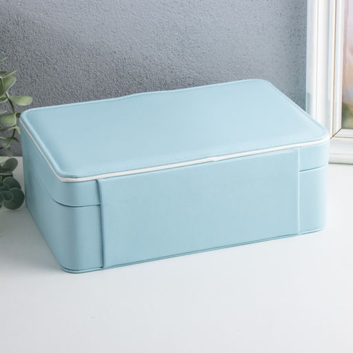 Шкатулка кожзам для украшений С пряжкой голубая 24х18,5х9 см - Simaland фото 4