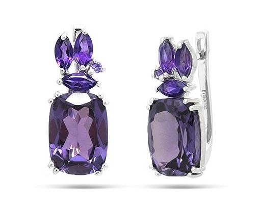 Серьги из серебра аметист, синт.александрит, Себастин