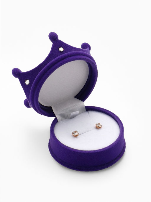 Футляр под серьги, кулон, кольцо Корона, бархатный, 5.5?5.5?4.5 см, фиолетовый