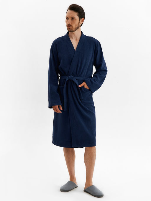 Халат мужской «Экономь и Я», размер 52-54, хлопок 100%, тёмно-синий