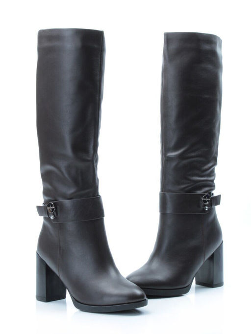 02-DL17-56 BROWN Сапоги зимние женские (натуральная кожа, натуральный мех) - Фабричный китай фото 13