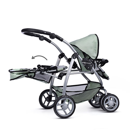 Коляска для кукол (для двойни)металлическая,прогулочная,с тентом,с корзиной,в пакете