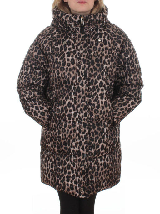 2406 BROWN /LEOPARD Куртка зимняя женская (200 гр. холлофайбер) - Fashion фото 3