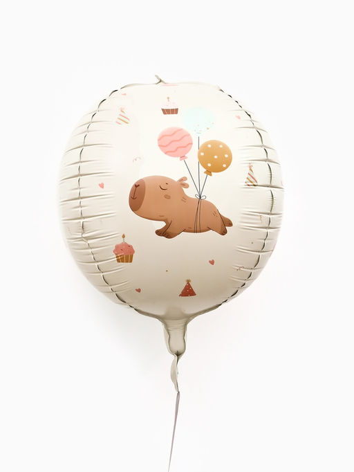 Цена за 2 шт. Воздушный шар фольгированный 25"  сфера «Милые капибары"