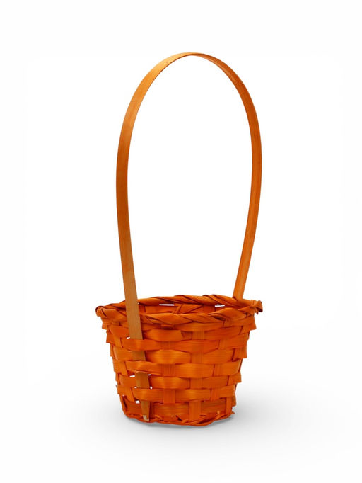 Цена за 2 шт. Корзина плетёная для хранения, 13×13×9.5 см, ручка h=21 см, бамбуковая, оранжевая, Greengo