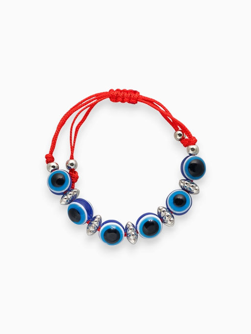 Цена за 2 шт. Браслет-оберег «Детский» глазки малые, синий в серебре, d=3.5 см