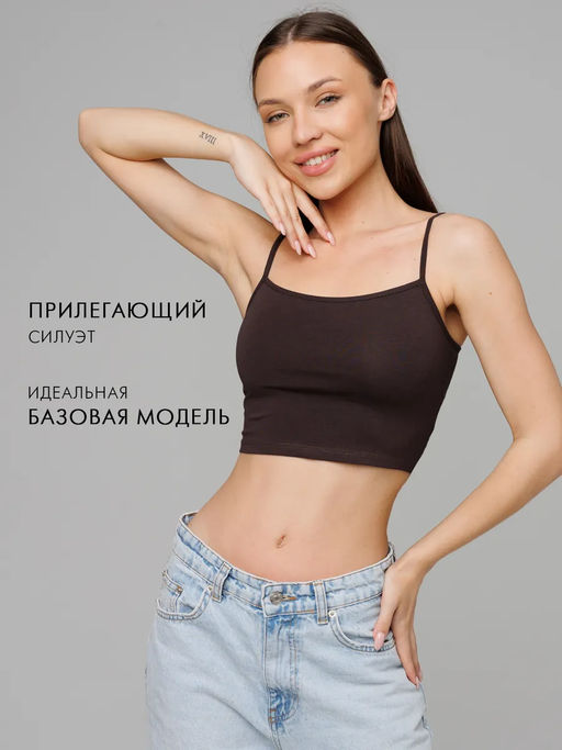 Женская майка на бретелях Lingeamo темно-коричневый ЛТ-07 (69)  фото 11