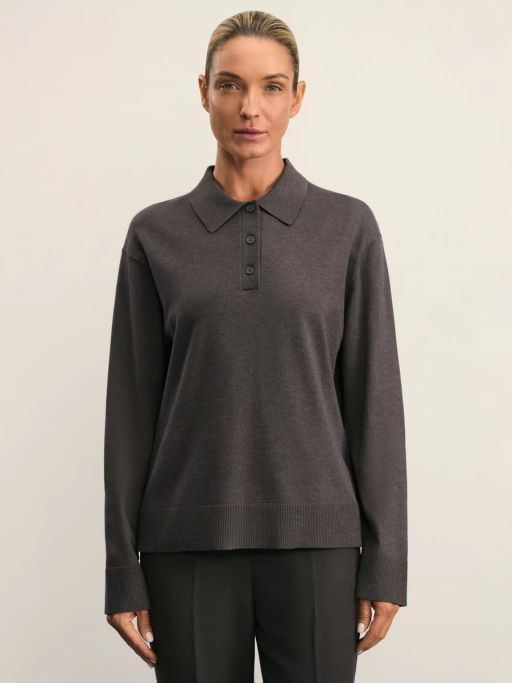 Джемпер поло на пуговицах / Zarina  фото 3