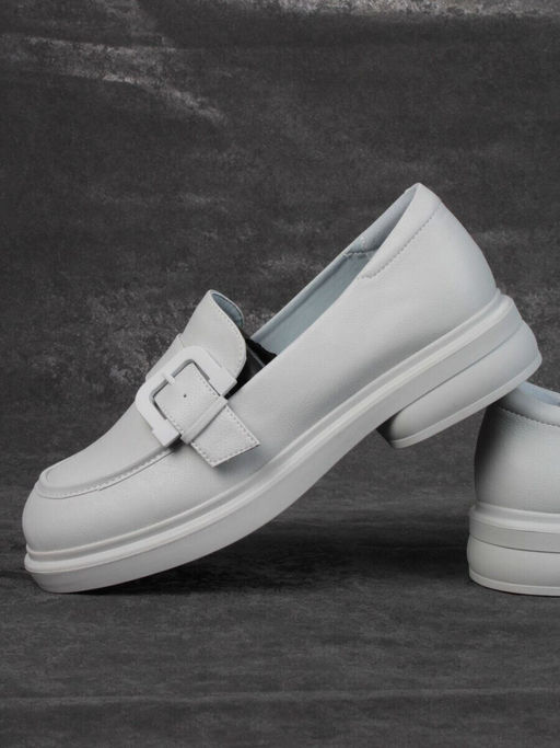 03-PDJ71-3 LT. GRAY Лоферы женские (натуральная кожа)