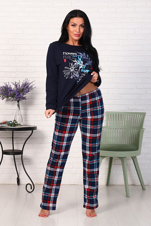 Костюм с брюками, футер с начесом, Flowers (876-1) - Плиона фото 4