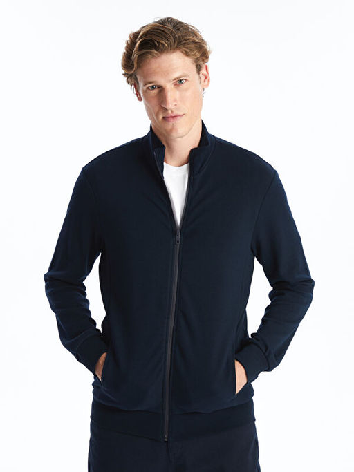 Dik Yaka Uzun Kollu Erkek Fermuarl? Sweatshirt