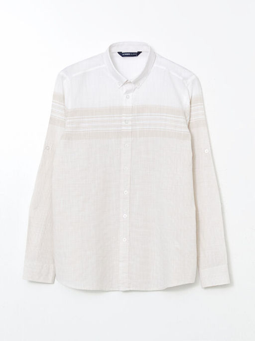 Regular Fit Uzun Kollu ?izgili Erkek Dokulu G?mlek