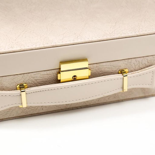 Шкатулка для украшений и часов 3 отделения «Клетка. Беж чемодан», искусственная кожа, 9×26×26 см