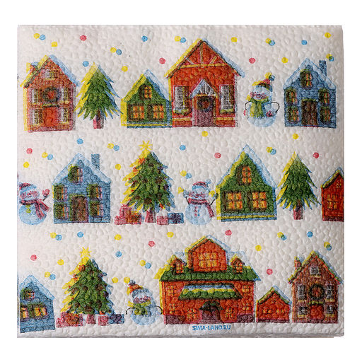 Салфетки бумажные С Новым годом: домики, однослойные, 24?24 см, 20 шт. - Страна карнавалия фото 3