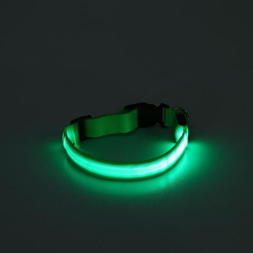 Ошейник с подсветкой размер L, ОШ 45-52 х 2,5 см, 3 режима свечения зелёный - Пижон фото 5
