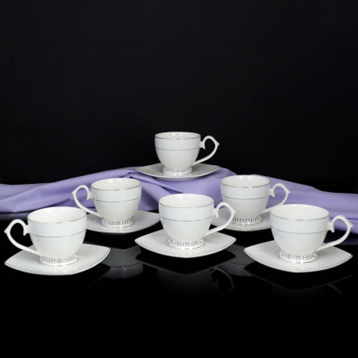 Чайный набор 12 предметов 260 мл на ножке со стразами / GA2-12G /уп 8/ костяной фарфор - ГалеонТрейд фото 3