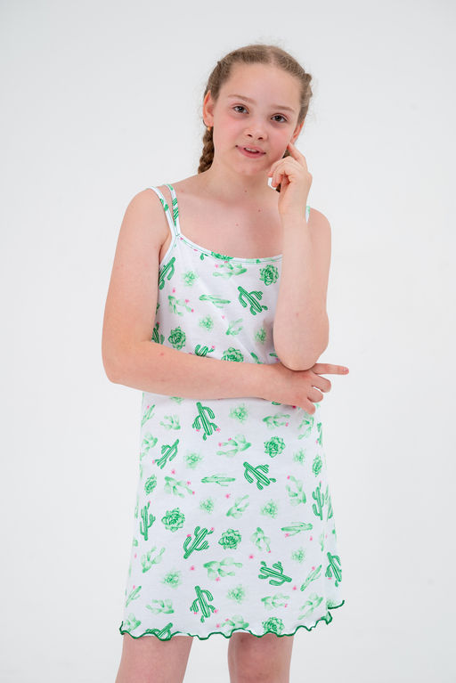 Ночная сорочка подростковая из кулирки Оливия кактус