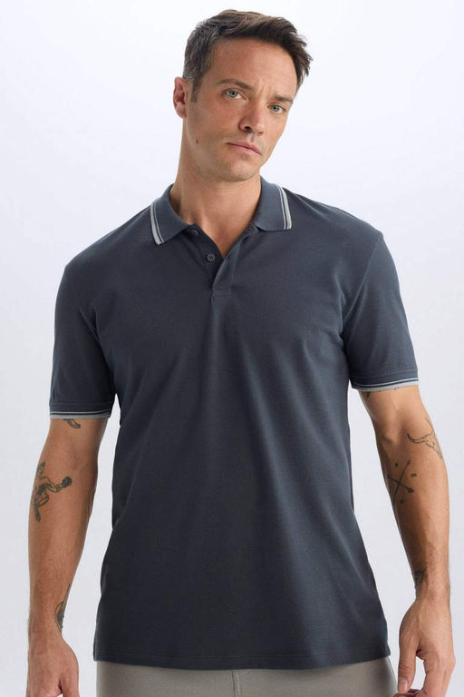 Regular Fit Basic Duz K?sa Kollu Polo Tisort - Defacto фото 2