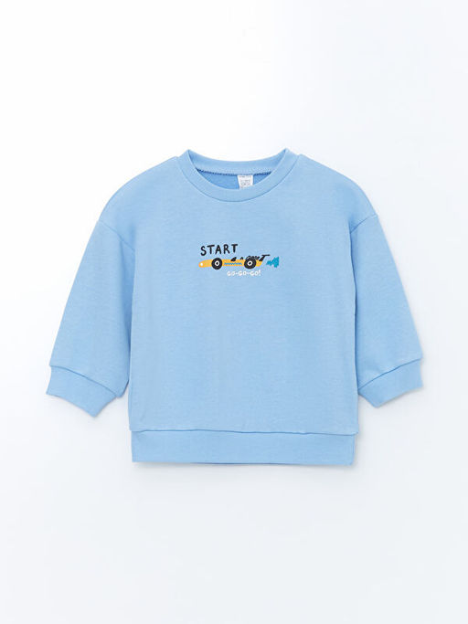Bisiklet Yaka Bask?l? Erkek Bebek Sweatshirt ve E?ofman Alt 2li Tak?m - Waikiki фото 2