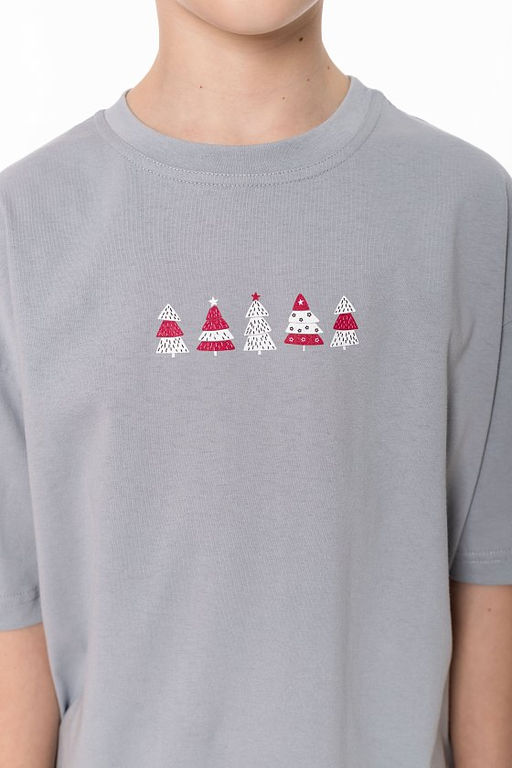 Пижама футболка и шорты М225108Псч серый/черный