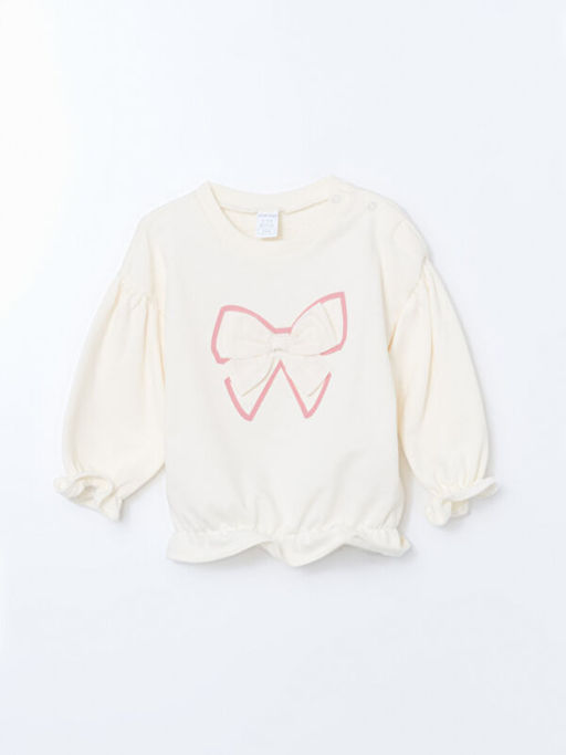 Bisiklet Yaka Uzun Kollu Bask?l? K?z Bebek Sweatshirt ve Tayt 2li Tak?m