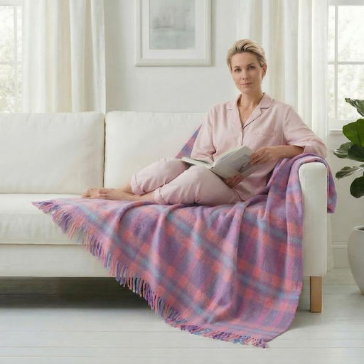 Плед ALTRO арт.ТП1200-11 ФОСКАНИ (клетка роз-сирен.)