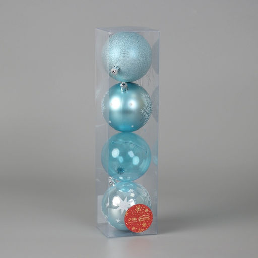 Ёлочные игрушки Наоми, шары новогодние, d=8 см, набор 4 шт., голубой - Зимнее волшебство фото 2