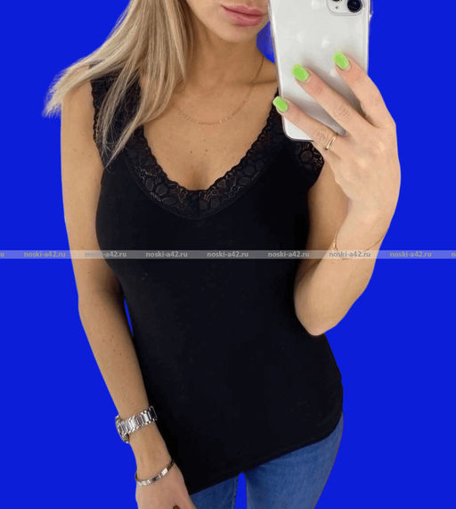 Цена за 1 шт. Майки женские Miss Emma Турция Кружево черные