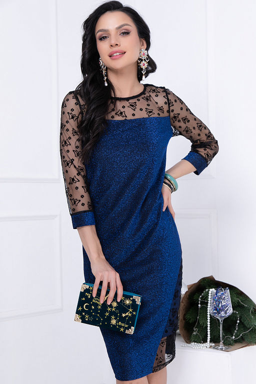 ПЛАТЬЕ ВАЛЬМОРЕЯ (ЛЮРЕ БЛУ) - Bellovera фото 2