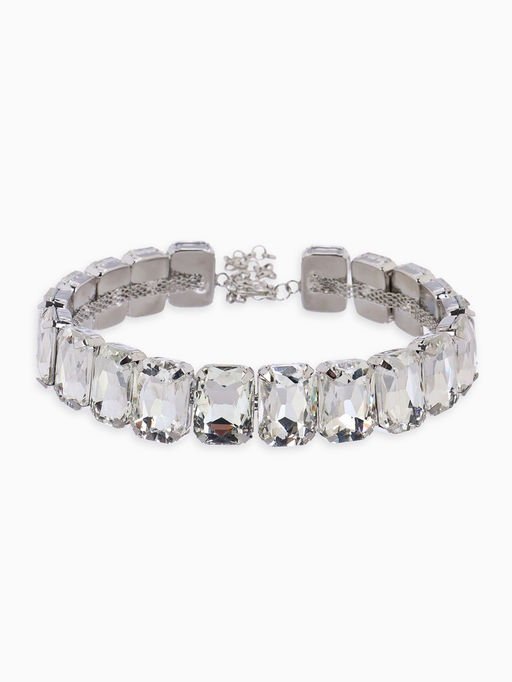 Чокер-колье Сияние соло, цвет белый в серебре, 36 см