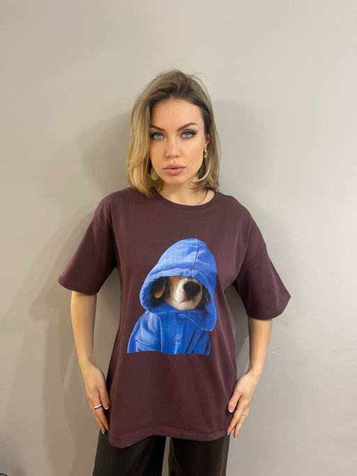 K12302 Футболка OVER SIZE (плотный хлопок) СЛИВОВЫЙ