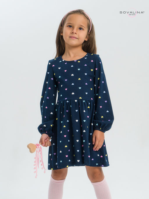 Платье Моана цветные сердечки на синем - Sovalina фото 13